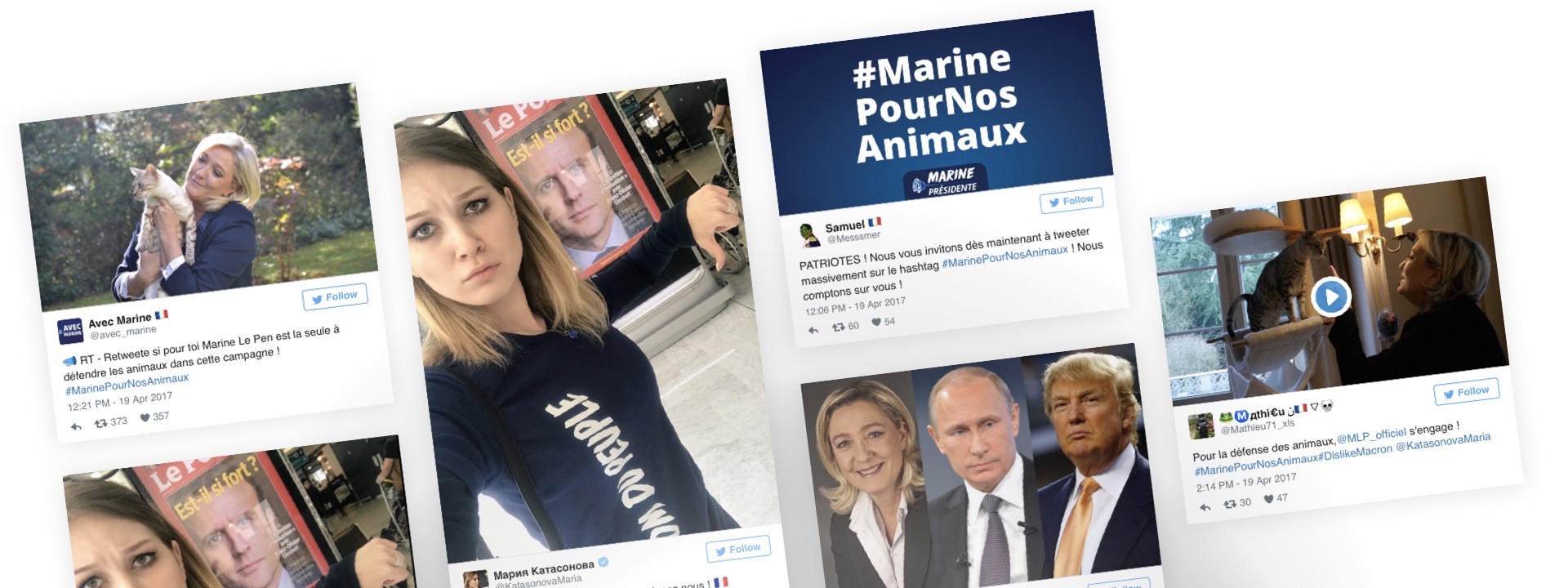 Russian and French Twitter Mobs in Election push