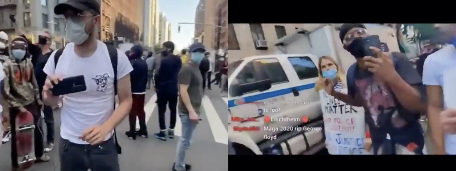Peaceful protesters stop livestreamer from instigating violence