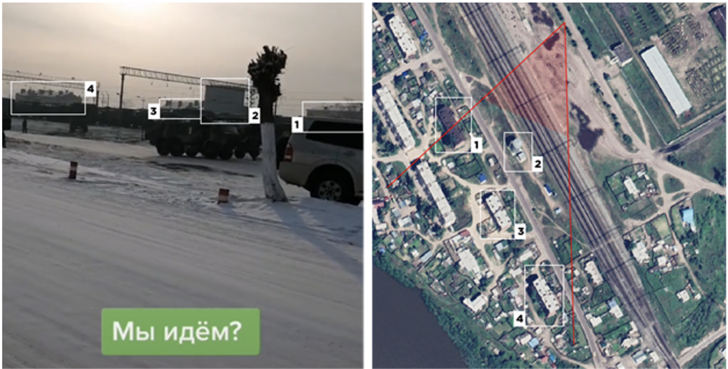 Geolocation of military vehicles loading onto trains in Ulan-Ude. 