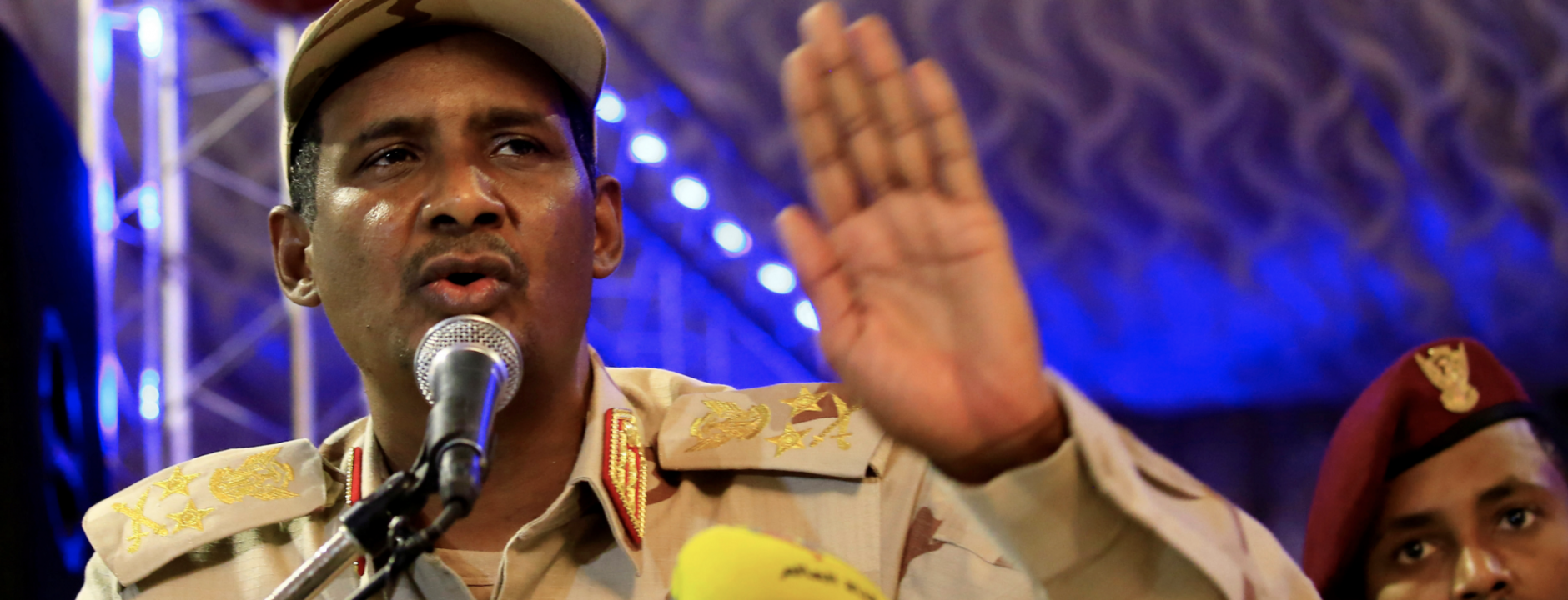 RSF General Mohamed Hamdan Dagalo, aka “Hemeti,” delivers an address in Khartoum, May 18, 2019. 