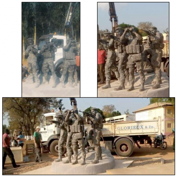 Photos distributed on November 27 captured the process of the statue being erected prior to its official commemoration.