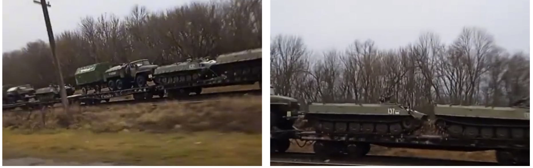 Screenshots from TikTok videos show armored vehicles and fuel trucks moving to Kursk.