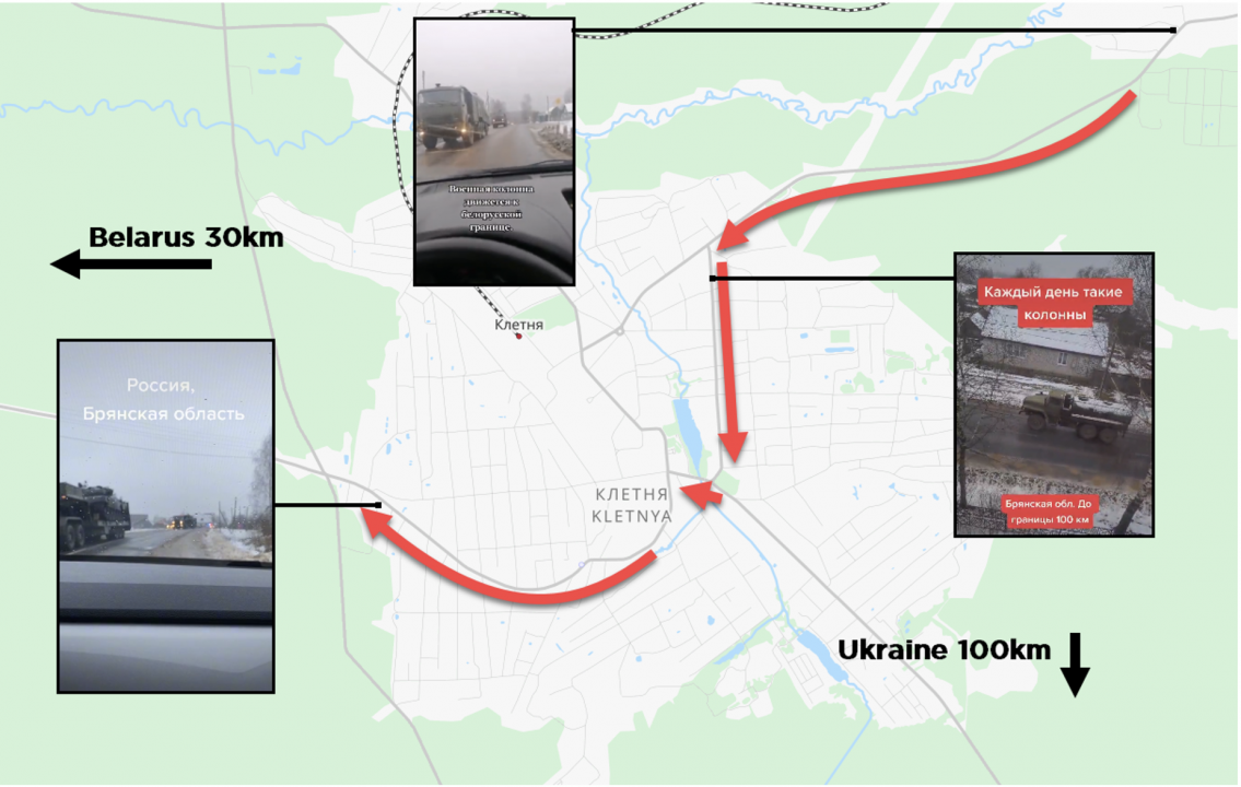 Visualization of the route of a convoy through Kletnya.