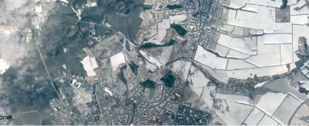 Planet labs imagery of Kharkiv after artillery strikes.