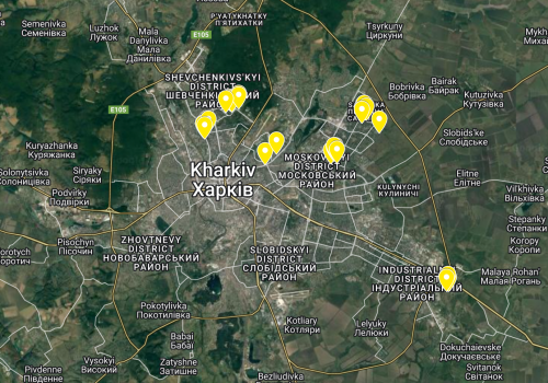 Geolocating areas of Kharkiv damaged by Russian shelling.