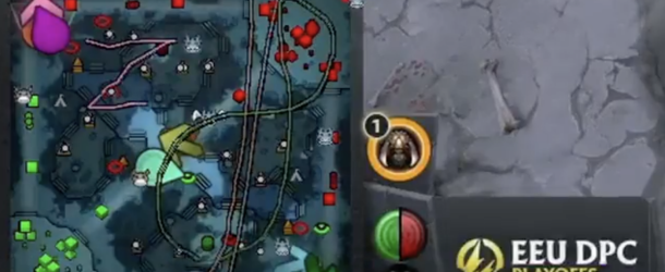 Russian gamer Ivan “Pure” Moskalenko draws a Z (top left corner) during an idle moment of a Dota 2 game against a team with two Ukrainian players.