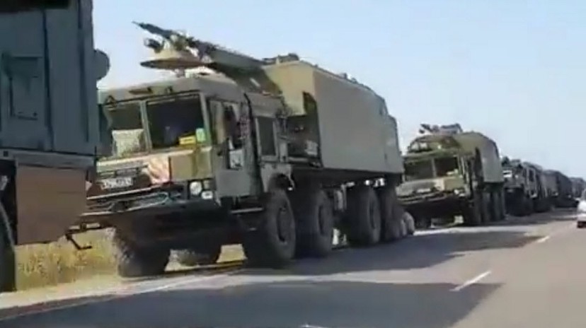 A Bastion-P system on a highway near Port Kavkaz (east of Crimea) on an unknown date, video uploaded August 11 