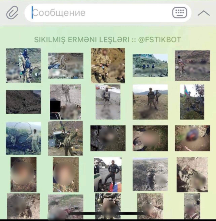 Tatoyan’s Facebook post contained a collection of stickers reportedly made of photos of Armenian casualties.