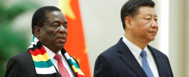 Zimbabwean President Emmerson Mnangagwa and Chinese President Xi Jinping attend a welcoming ceremony before talks at the Great Hall of the People in Beijing, April 3, 2018. (Source: Reuters/Thomas Peter)