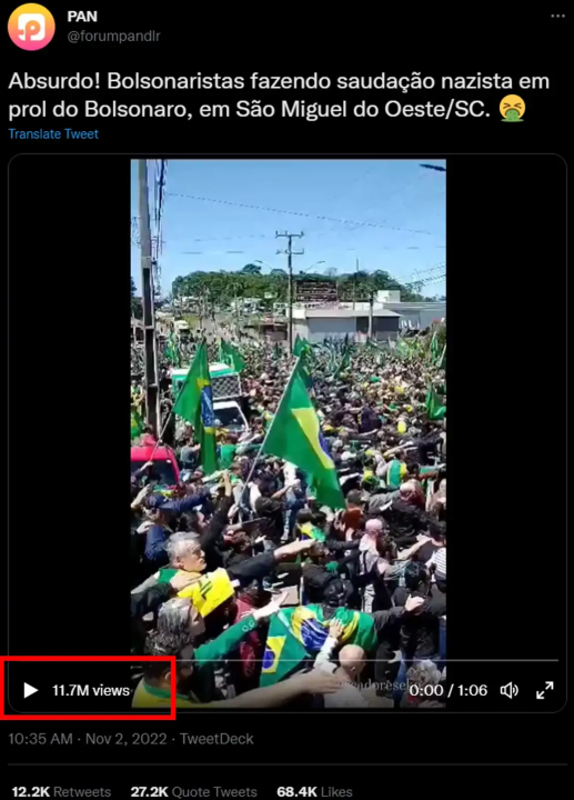 Screengrabs from Telegram and Twitter accounts discussing pro-Bolsonaro protests. (Source: Telegram, left; pedromarianibr/archive, right)