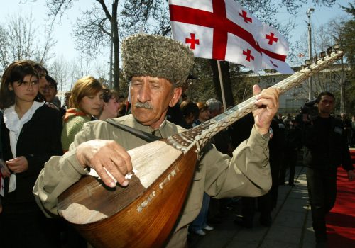 An Azerbaijani musician performs during Navruz celebrations in the Georgian town of Marneuli, March 21, 2006. (Source: Reuters/David Mdzinarishvili)