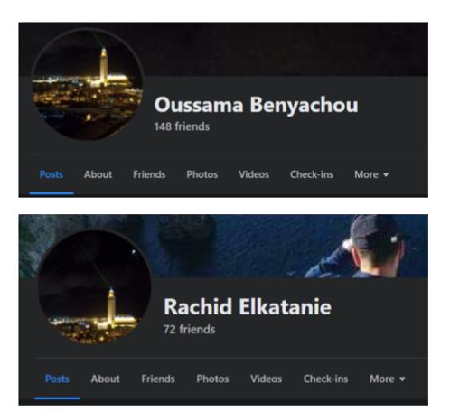 Screen captures of two different accounts using the same profile picture, with one zoomed in more than the other. 
