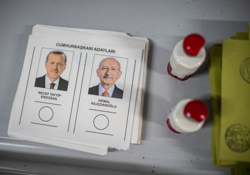 BANNER: A presidential runoff ballot at a polling station in Istanbul featuring incumbent president Recep Tayyip Erdogan and main opposition candidate Kemal Kilicdaroglu, May 28, 2023. (Source: Reuters Connect/Diego Cupolo/NurPhoto)