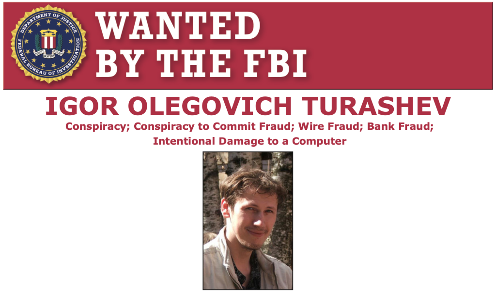 FBI wanted poster for Igor Turashev.