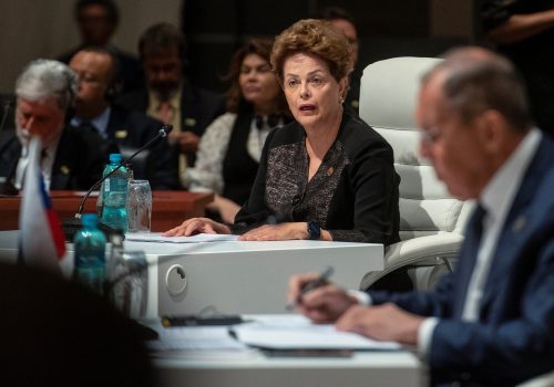 BANNER: Dilma Rousseff, former president of Brazil and current president of the New Development Bank, speaks at the BRICS Summit in Johannesburg, South Africa, August 23, 2023.