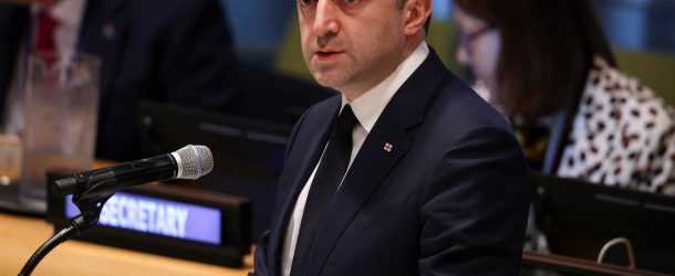 Georgia's Prime Minister Irakli Garibashvili speaks during the Sustainable Development Goals (SDG) Summit at United Nations headquarters in New York City, New York, U.S., September 18, 2023. REUTERS/Caitlin Ochs