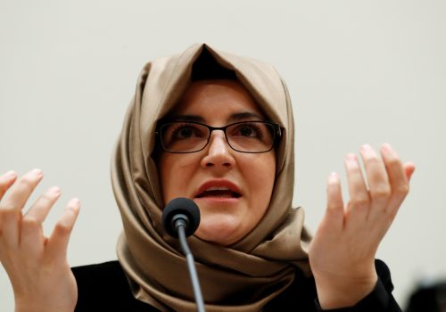 Hatice Cengiz, fiancee of murdered journalist Jamal Khashoggi, testifies before a House Foreign Affairs Subcommittee hearing on "The Dangers of Reporting on Human Rights" on Capitol Hill in Washington U.S., May 16, 2019. REUTERS/Kevin Lamarque