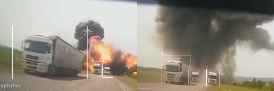Screengrabs taken from the video showing the attack on the alleged six Wagner KAMAZ 5490-S5 trucks, north of Bugaeyvka, Voronezh Oblast. (Source: TikTok/archive)