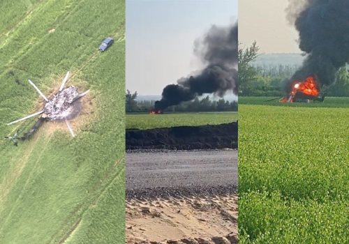 Screengrabs allegedly showing Mi-8MTPR downed in Voronezh.