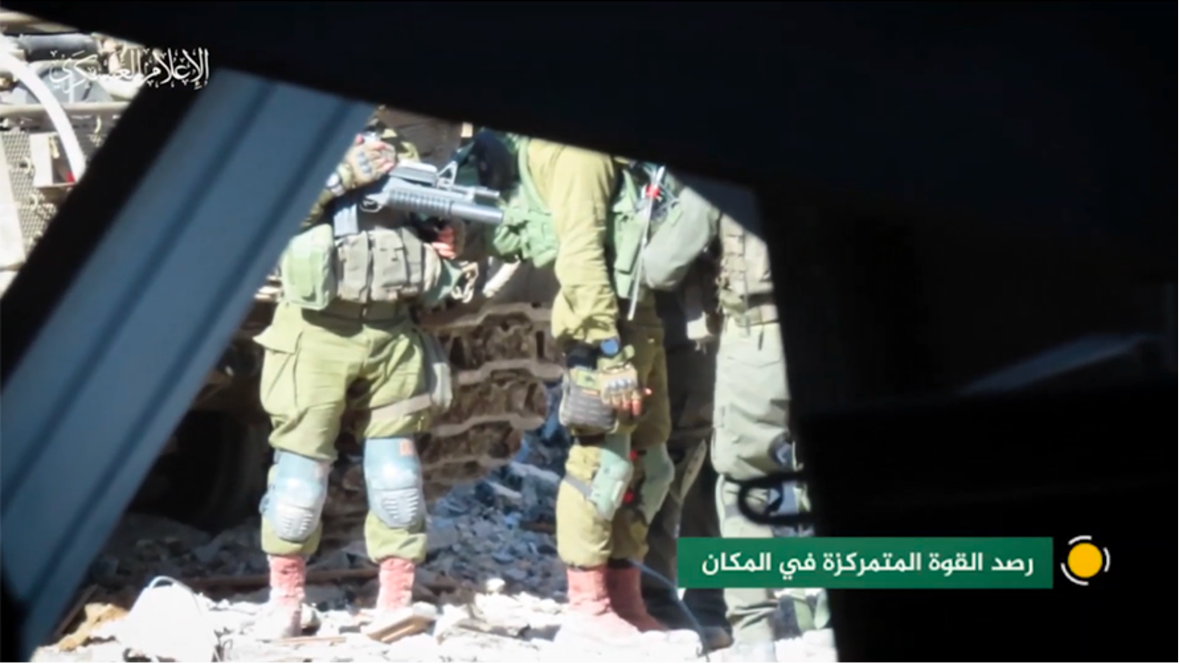 Video still stating EQB is “monitoring [IDF] forces," narrating their action with captions. (Source: Telegram)